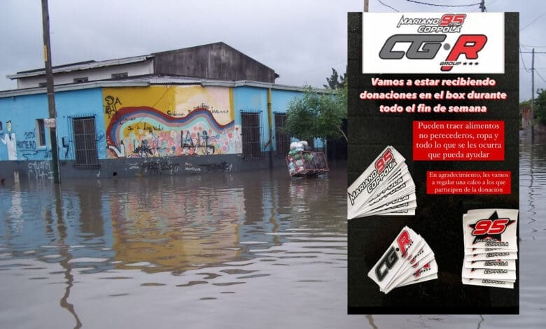 Colecta solidaria: el CG Race Group recibirá donaciones en su box 1 Inundacion